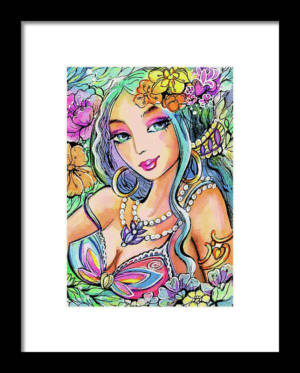 Beautiful Eastern Woman Framed Print featuring the painting The Flowery Stream by Eva Campbell
