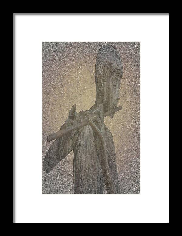 Flute Framed Print featuring the painting The flute Player by David Dehner