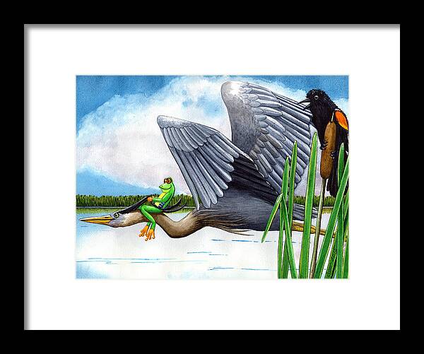 Birds Framed Print featuring the painting The Fly By by Catherine G McElroy