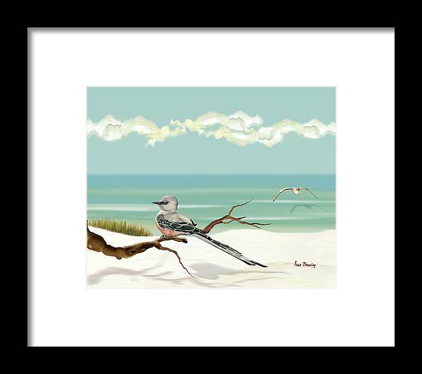 Ocean Framed Print featuring the painting The Flycatcher by Anne Beverley-Stamps