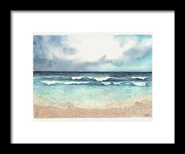 Beach Framed Print featuring the painting The Forecast for Today by Hilda Wagner