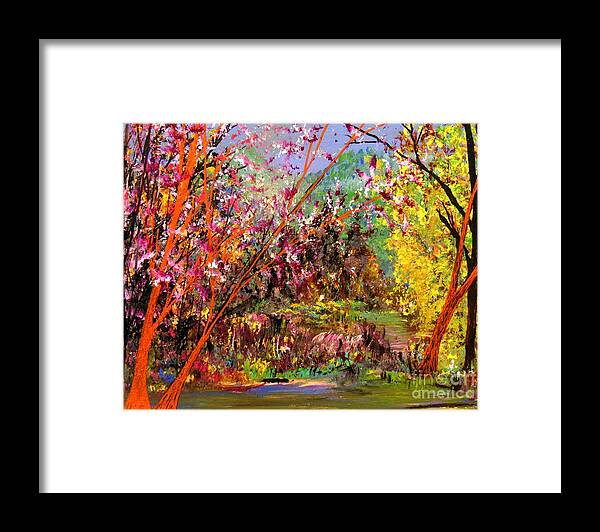 Forest Framed Print featuring the painting The Forest in Bloom by James and Donna Daugherty
