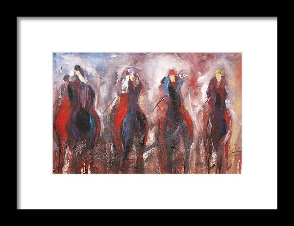 Horse Racing Framed Print featuring the painting The Four Horsemen by John Gholson