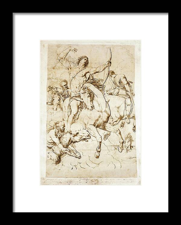 Luigi Sabatelli Framed Print featuring the drawing The Four Horsemen of the Apocalypse by Luigi Sabatelli