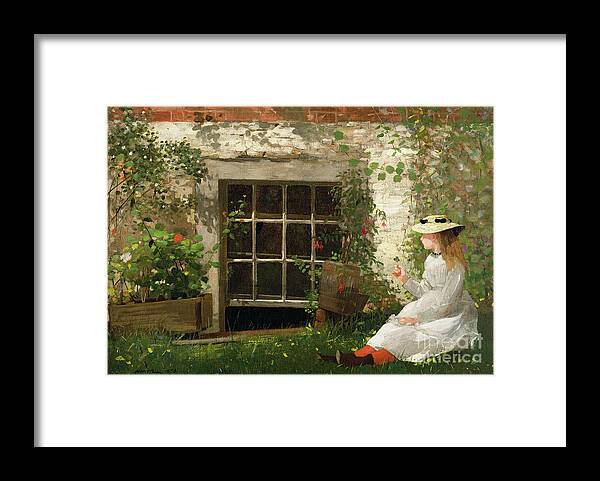 The Framed Print featuring the painting The Four Leaf Clover by Winslow Homer
