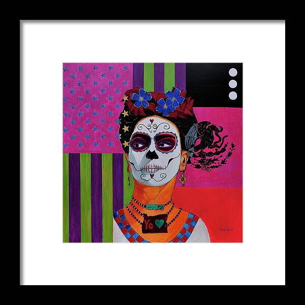 Love And Passion In Two Neighboring Countries. Framed Print featuring the painting The Frida Kahlo by Plata Garza