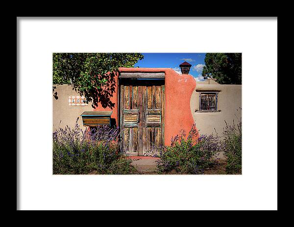 Adobe Framed Print featuring the photograph The Gate and The Lavender by Paul LeSage