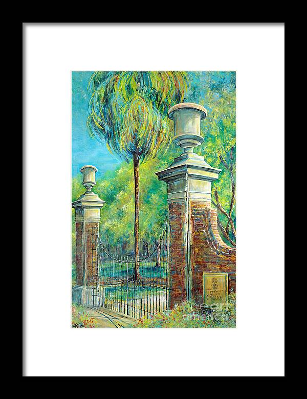 University Of South Carolina Framed Print featuring the painting The Gates of the Horseshoe I by Lindsey Fisher