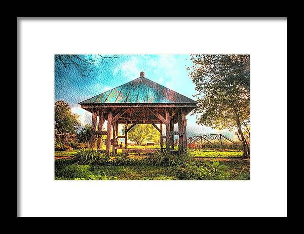 Appalachia Framed Print featuring the photograph The Gazebo in Watercolors by Debra and Dave Vanderlaan