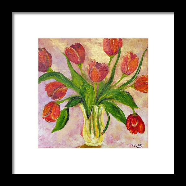 Tulips Framed Print featuring the painting The Gift by Diane Arlitt