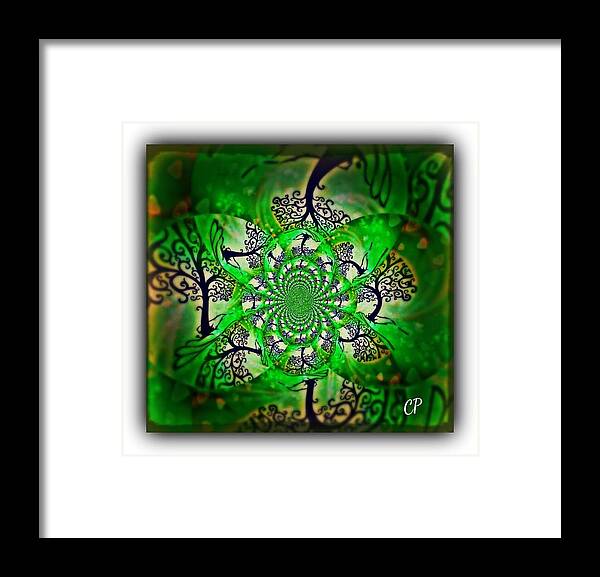 Reiki Infused Mandala Framed Print featuring the digital art The Giving Tree by Christine Paris
