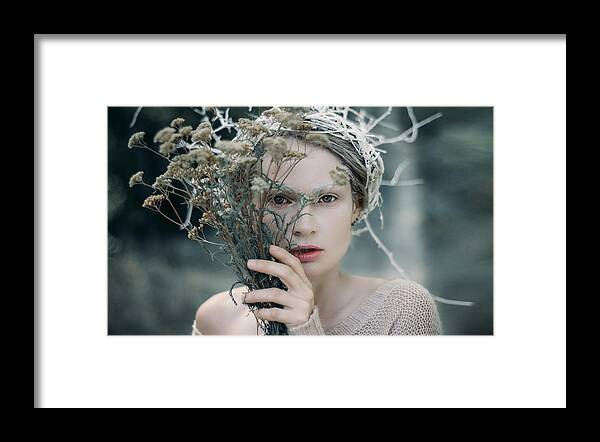 Woman Framed Print featuring the photograph The Glance. Prickle Tenderness by Inna Mosina