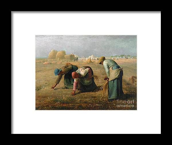 The Framed Print featuring the painting The Gleaners by Jean Francois Millet