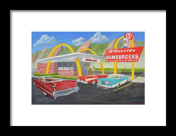 Mcdonalds Framed Print featuring the painting The Golden Age Of The Golden Arches by Jerry McElroy