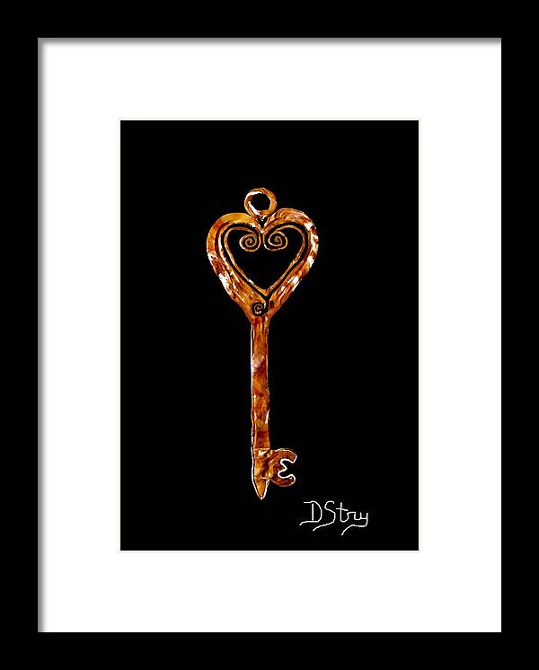 Polymer Clay Framed Print featuring the mixed media The Golden Key by Deborah Stanley