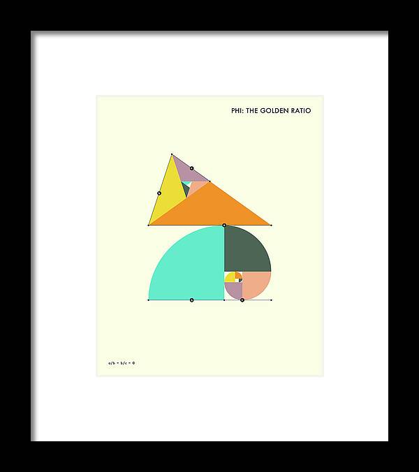 Geometry Framed Print featuring the digital art PHI - The Golden Ratio by Jazzberry Blue