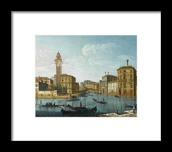 Pietro Bellotti Venice Framed Print featuring the painting The Grand Canal At The Entrance by MotionAge Designs