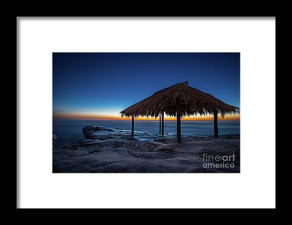 Beach Framed Print featuring the photograph The Grass Shack at Windansea at Sunset by David Levin