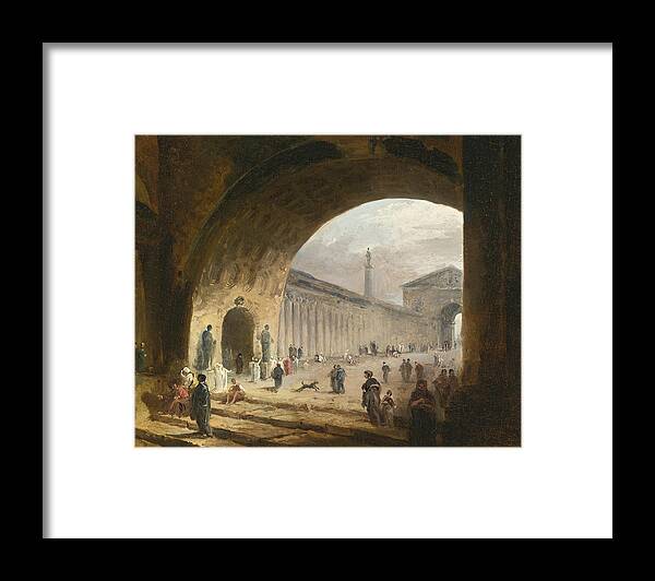 Hubert Robert Framed Print featuring the painting The Great Archway by Hubert Robert