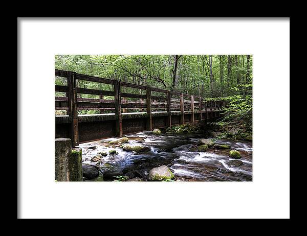 Kephart Prong Bridge Framed Print featuring the photograph The Great Smoky Mountains Kephart Prong Bridge by Carol Montoya