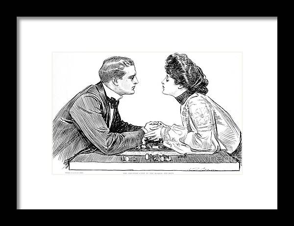 Greatest Framed Print featuring the drawing The Greatest Game in the World His Move by Charles Dana Gibson