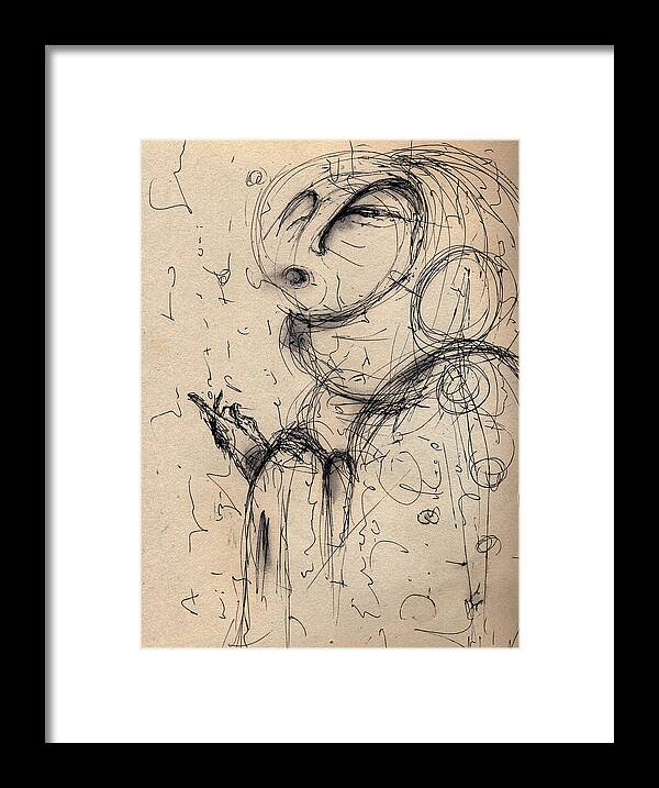 Pen And Ink Framed Print featuring the digital art The Guide Study by Mark M Mellon