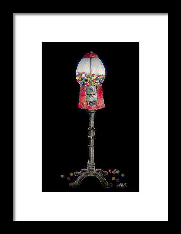 Gum Framed Print featuring the mixed media The Gumball Machine by Arline Wagner