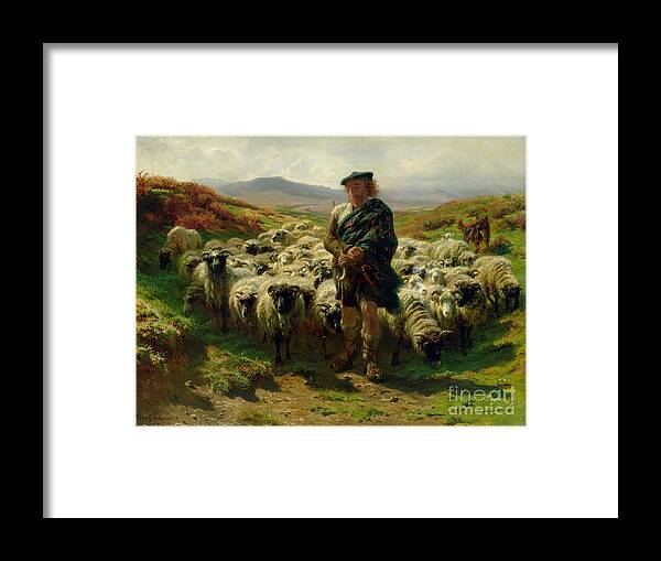 The Framed Print featuring the painting The Highland Shepherd by Rosa Bonheur