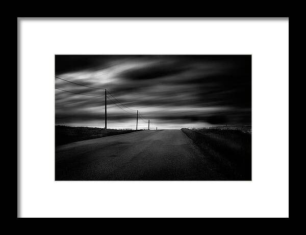 Monochrome Framed Print featuring the photograph The Highway by Dan Jurak