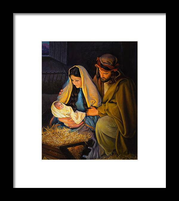 Jesus Framed Print featuring the painting The Holy Family by Greg Olsen
