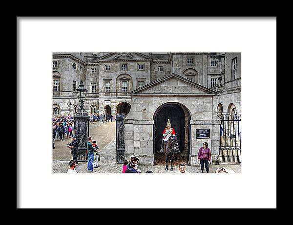 Castle Guard Framed Print featuring the photograph The Horse Guard at Whitehall by Karen McKenzie McAdoo