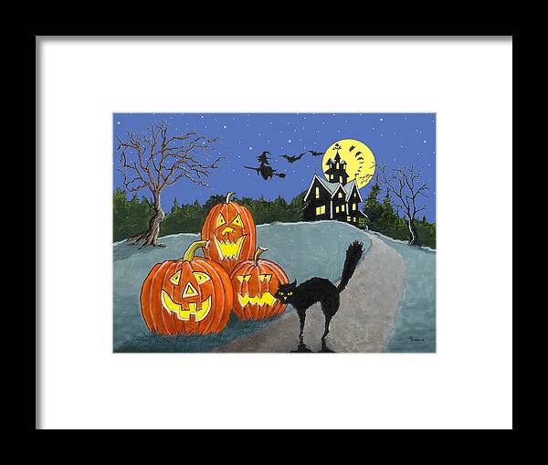 Halloween Framed Print featuring the mixed media The House On Cemetery Hill by Richard De Wolfe