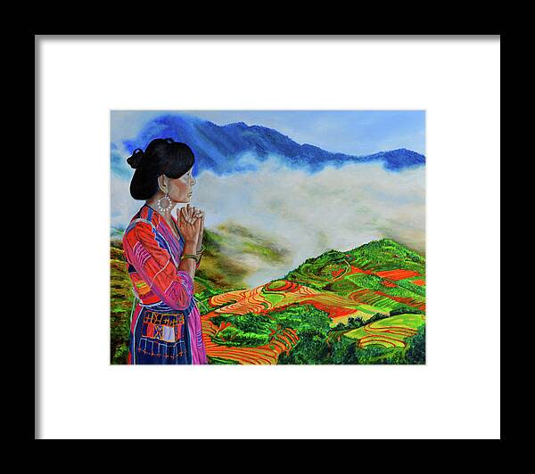 Rice Terraces Framed Print featuring the painting The Icon by Thu Nguyen