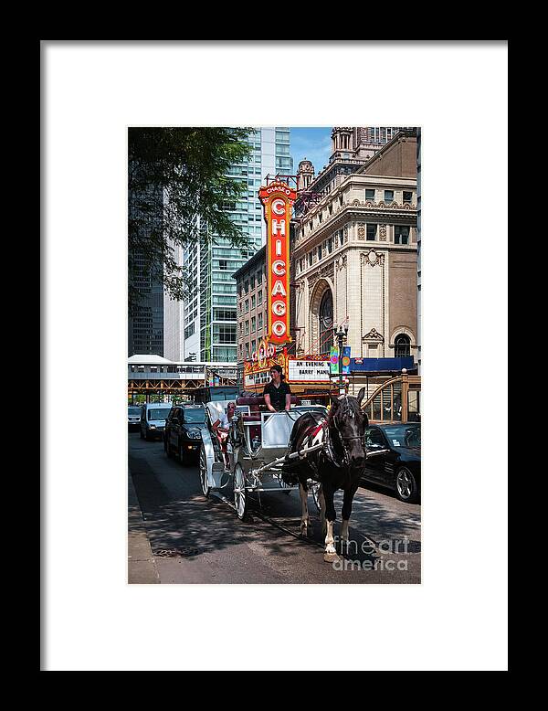 Art Framed Print featuring the photograph The Iconic Chicago Theater Sign and Traffic on State Street by David Levin