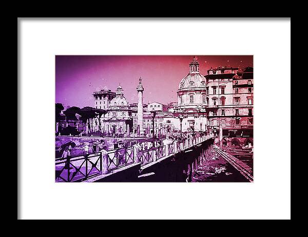 Rome Imperial Fora Framed Print featuring the painting The Imperial Fora, Rome - 17 by AM FineArtPrints