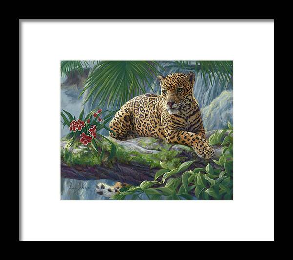 Jaguar Framed Print featuring the painting The Jaguar by Lucie Bilodeau