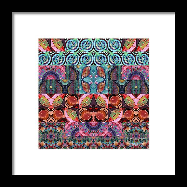 The Joy Of Design Mandala Series Puzzle 7 Arrangement 3 By Helena Tiainen Framed Print featuring the mixed media The Joy of Design Mandala Series Puzzle 7 Arrangement 3 by Helena Tiainen