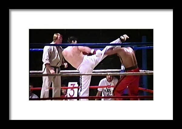 Kickboxing;mixed Martial Arts; Karate; Fighter; Boom Boom; Barry K Byers; Warrior; Self Defense; Martial Arts; Gung Fu; Kund Fu; Champion; Native American Indian; Chickasaw; Texas Heavyweight Kickboxer; Contender; World Champion; Pugilist; Framed Print featuring the digital art The Kickboxer by Kicking Bear Productions