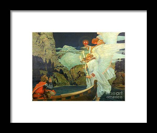 Frederick J. Waugh - The Knight Of The Holy Grail Framed Print featuring the painting The Knight of the Holy Grail by MotionAge Designs