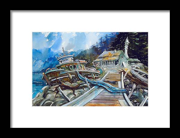 Boat Framed Print featuring the painting The Last Bastion..on the Beach by Ron Morrison