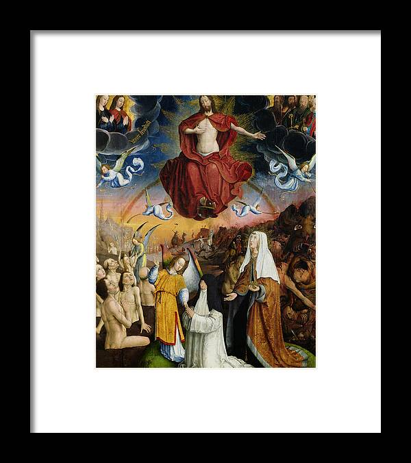 Jesus Christ Framed Print featuring the painting The Last Judgment by Jean the Elder Bellegambe