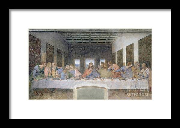 The Framed Print featuring the painting The Last Supper by Leonardo da Vinci