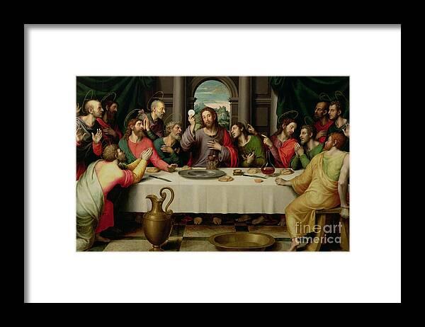 The Last Supper By Vicente Juan Macip Framed Print featuring the painting The Last Supper by Vicente Juan Macip