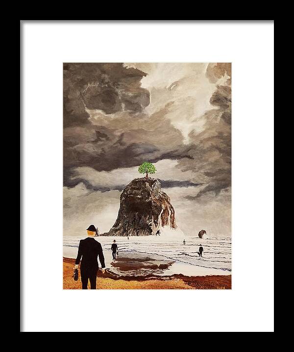 Surrealism Framed Print featuring the painting The Last Tree by Thomas Blood