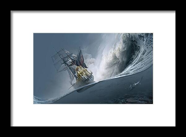 Neo-romanticism Framed Print featuring the digital art The Last Wave by George Grie