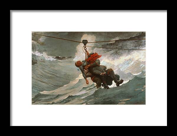 Winslow Homer Framed Print featuring the painting The Life Line, from 1884 by Winslow Homer