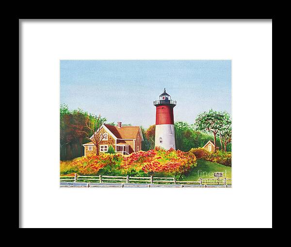 Lighthouse Framed Print featuring the painting The Lighthouse by Karen Fleschler