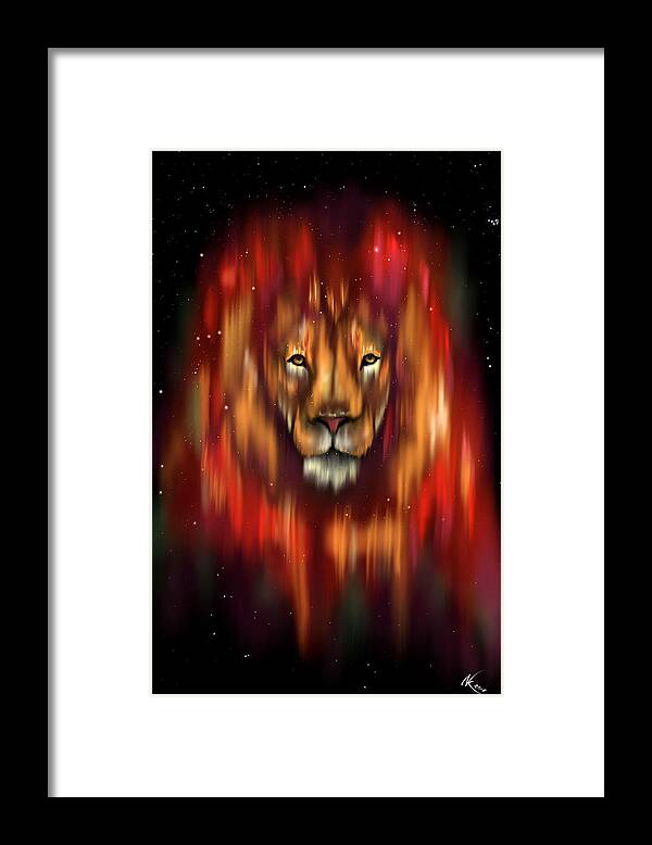 Lion Framed Print featuring the digital art The Lion, The Bull And The Hunter by Norman Klein