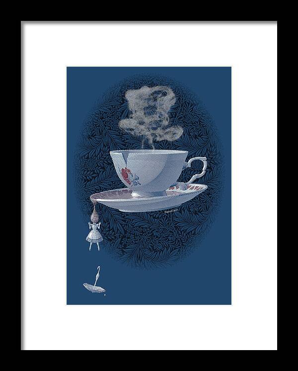 Mad Hatter Framed Print featuring the drawing The Mad Teacup - Royal by Swann Smith