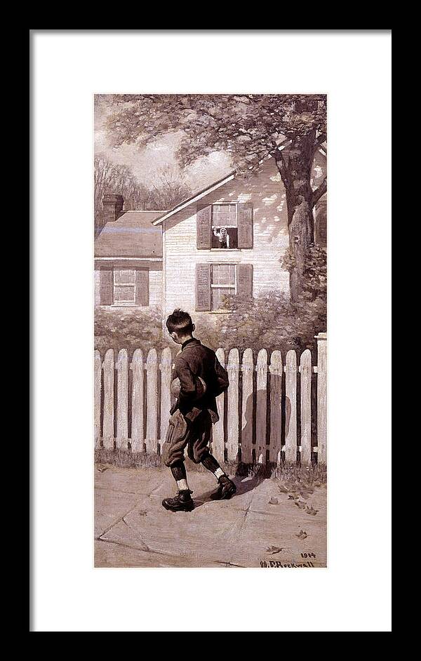 The Magic Football Framed Print featuring the painting The Magic Football by Norman Rockwell